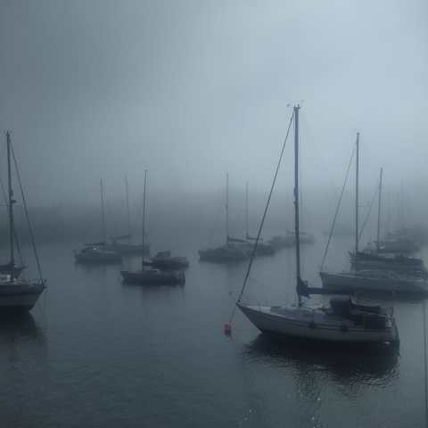 Penzance harbour in the fog