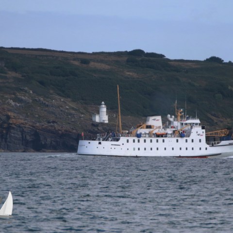 Scillonian and Tater Du lighthouse